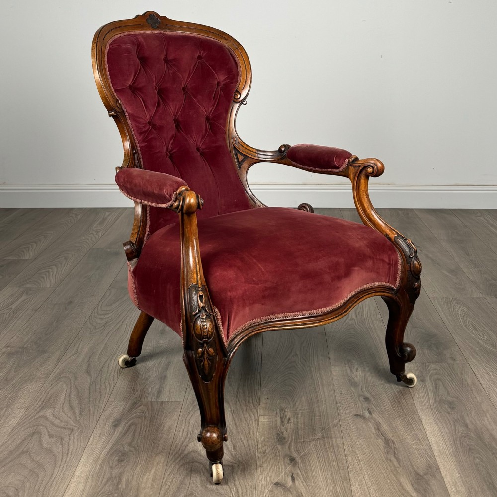 Antique 19th Century Open Armchair In Walnut  View VII