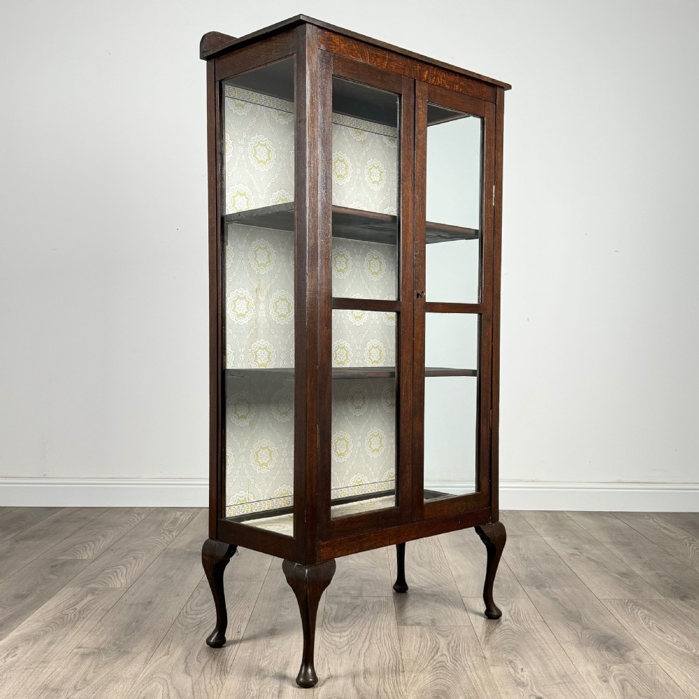 Antique 20th Century Display Cabinet In Oak  View IX
