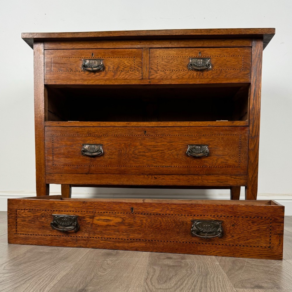Antique 20th Century Inlaid Chest Of Drawers In Oak 
 View X