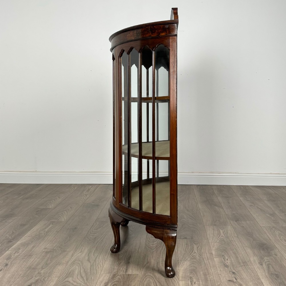Antique 20th Century Bow Fronted Display Cabinet In Walnut 
 View IV
