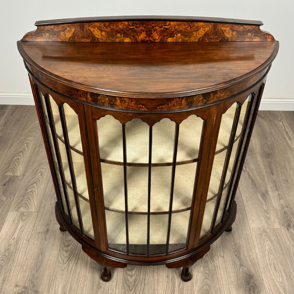 Antique 20th Century Bow Fronted Display Cabinet In Walnut 
 View XI