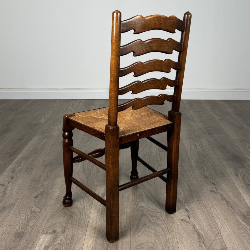 Antique 20th Century Set Of 6 Ladder Back Dining Chairs In Oak 
 View VI