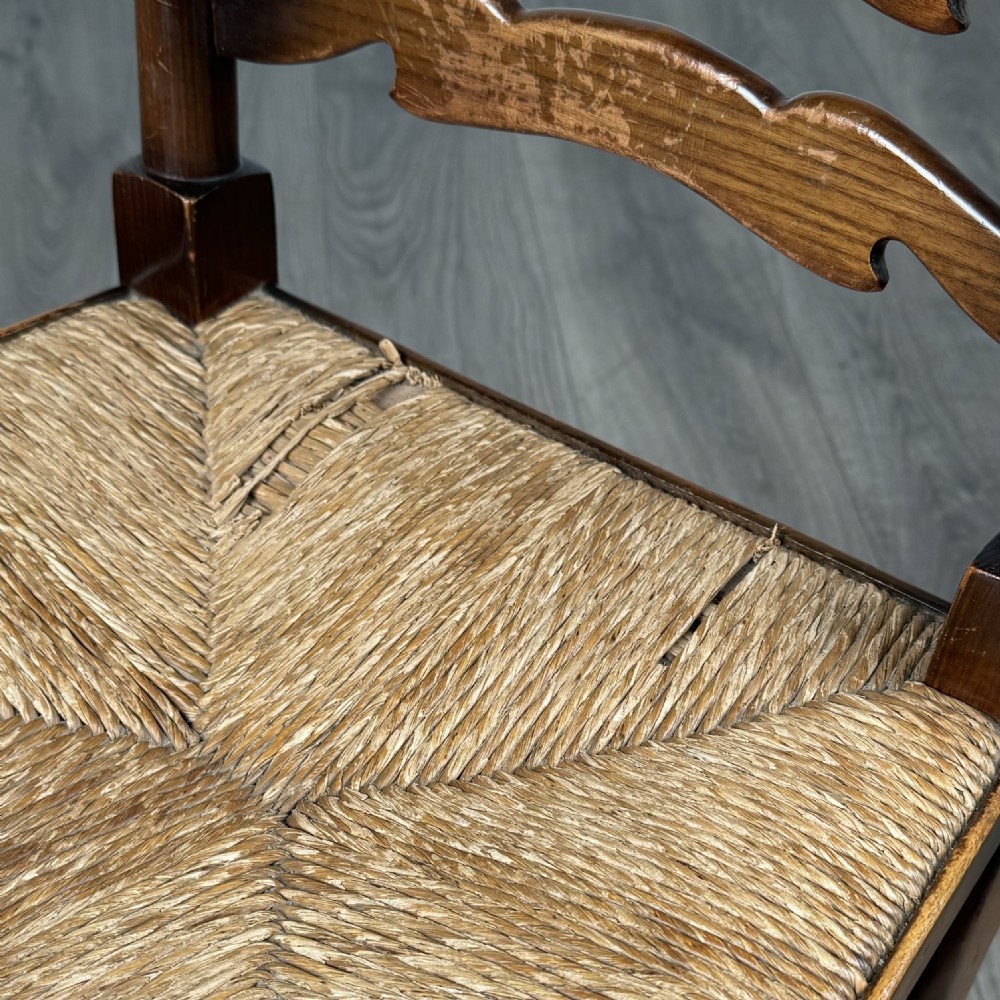 Antique 20th Century Set Of 6 Ladder Back Dining Chairs In Oak 
 View VIII