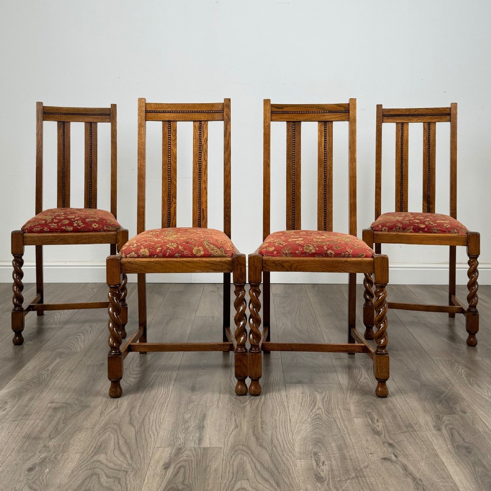 Antique 20th Century Set Of 4 Barley Twist Dining Chair’s 
