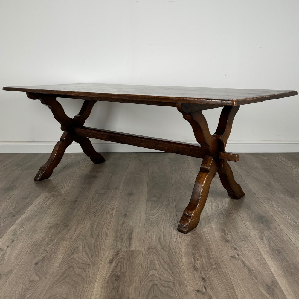 Antique 20th Century Refractory Style Dining Table In Solid Oak 
