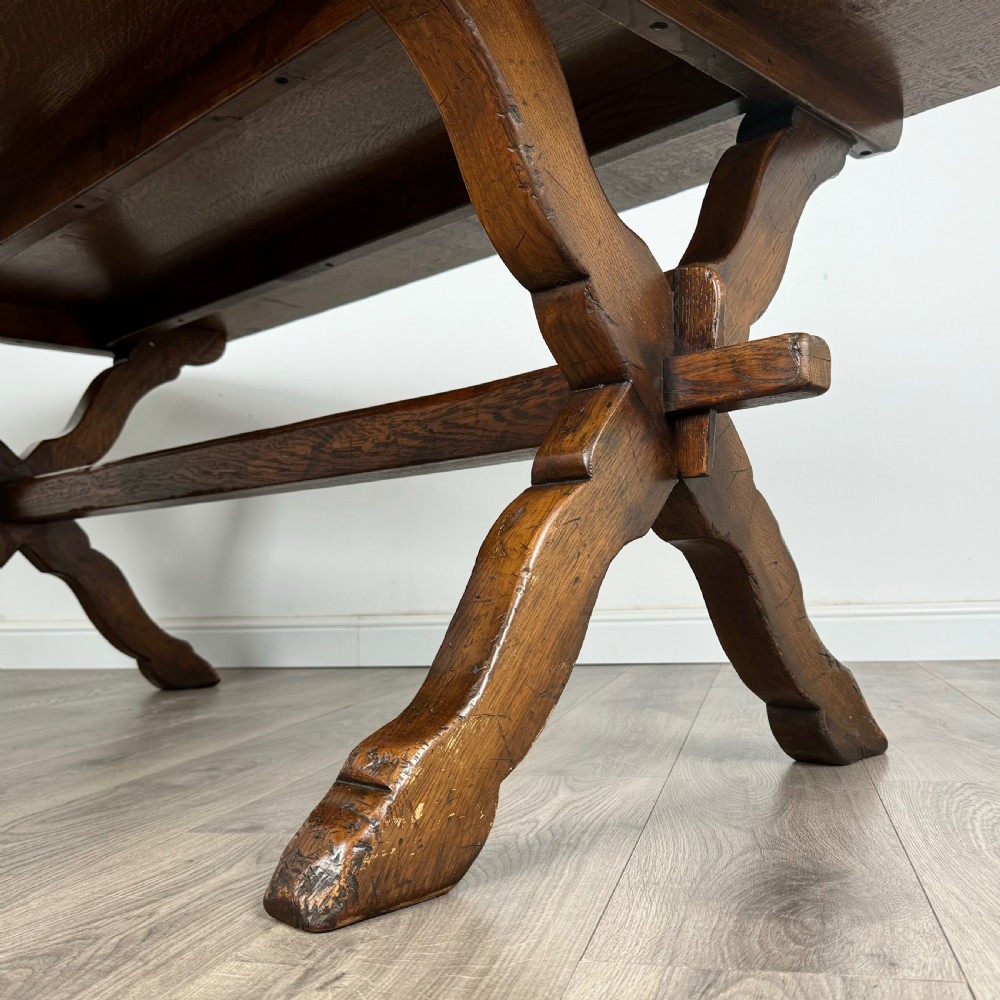 Antique 20th Century Refractory Style Dining Table In Solid Oak 
 View VI