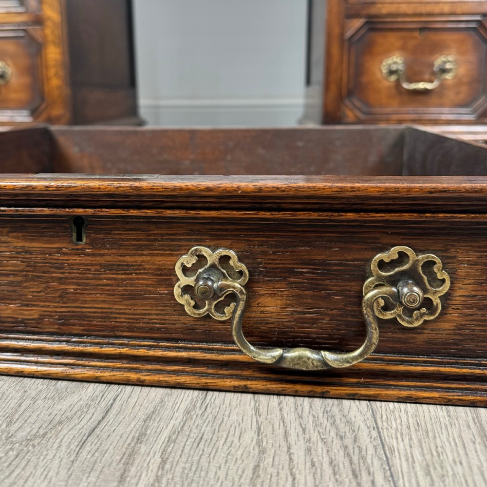 Antique Late 19th Century Jacobean Style Pedestal Desk In Oak  View VII