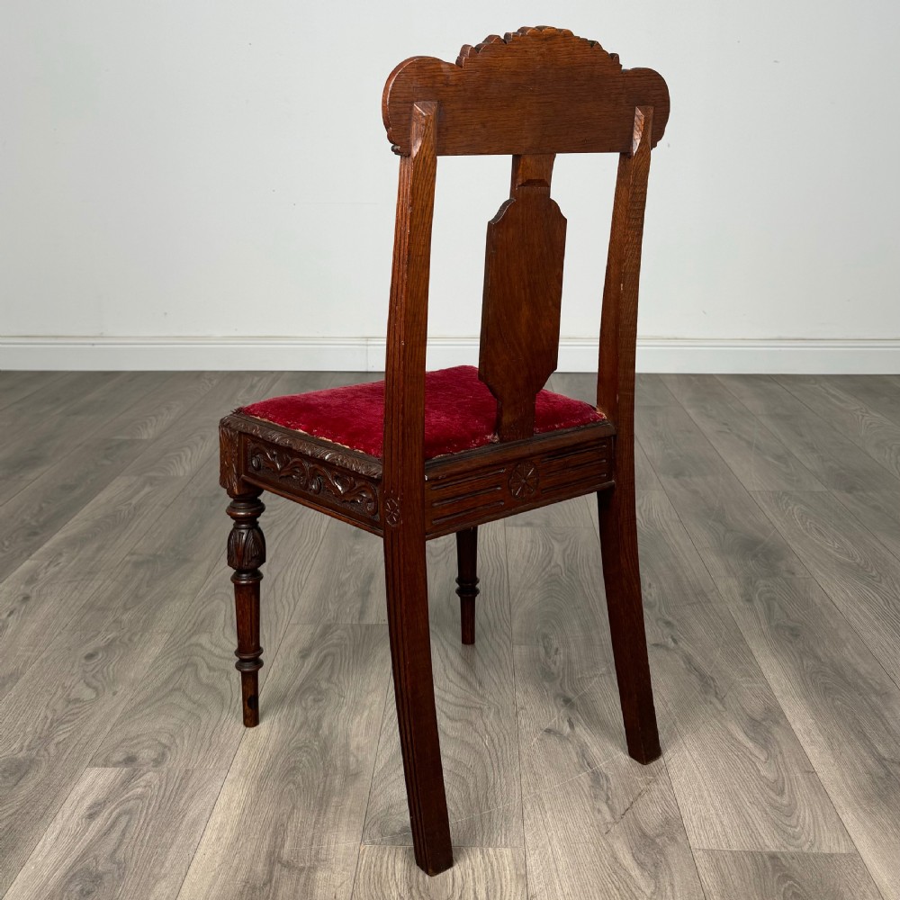 Antique Late 19th Century Set Of 6 Carved Oak Dining Chairs 
 View III