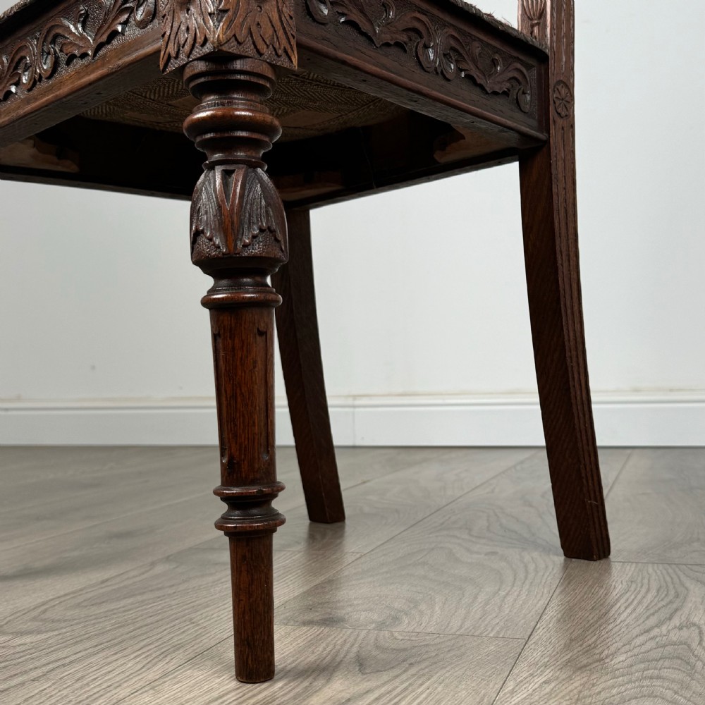 Antique Late 19th Century Set Of 6 Carved Oak Dining Chairs 
 View VII