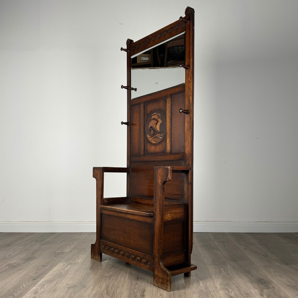 Antique 20th Century Carved Oak Hall Stand  View II