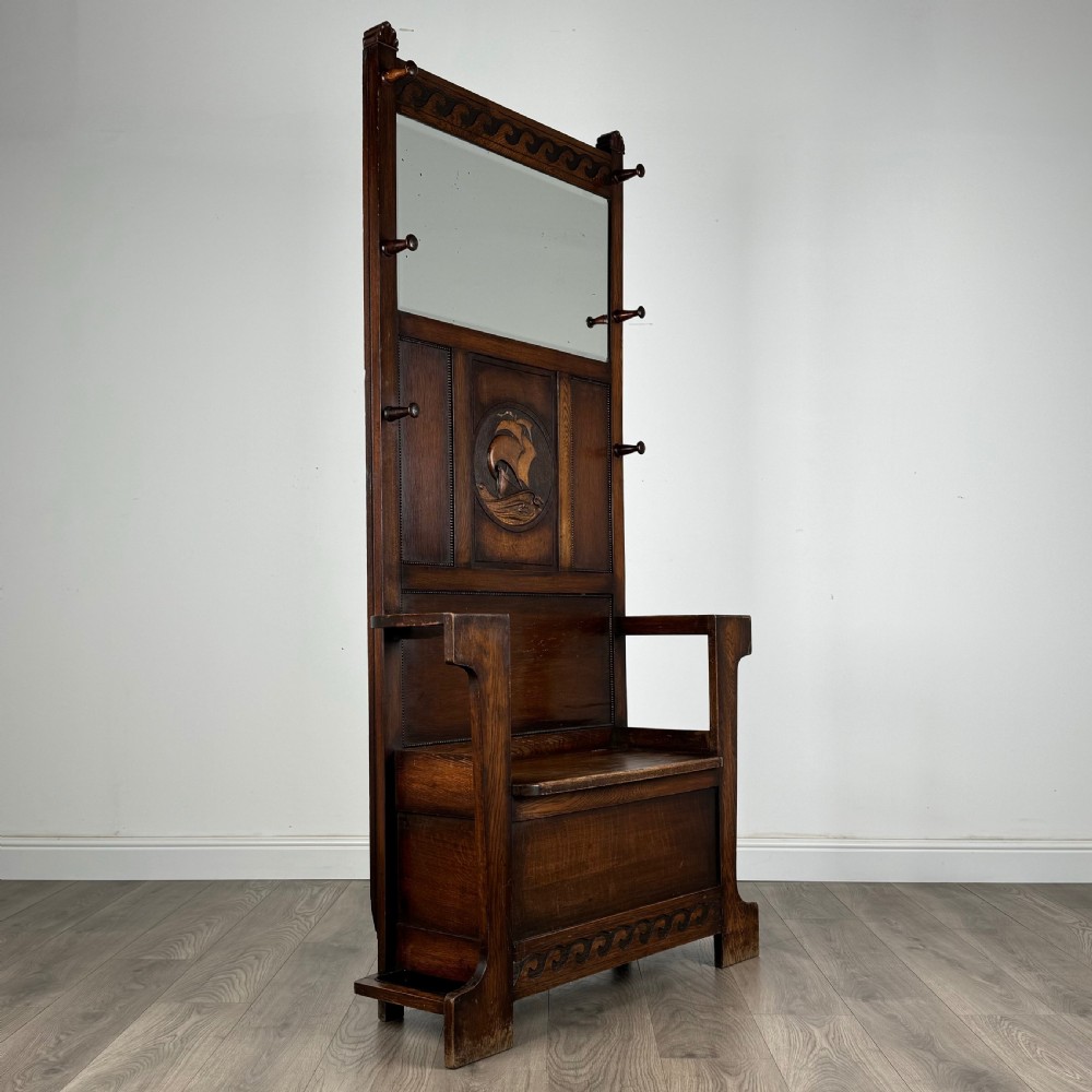 Antique 20th Century Carved Oak Hall Stand  View V