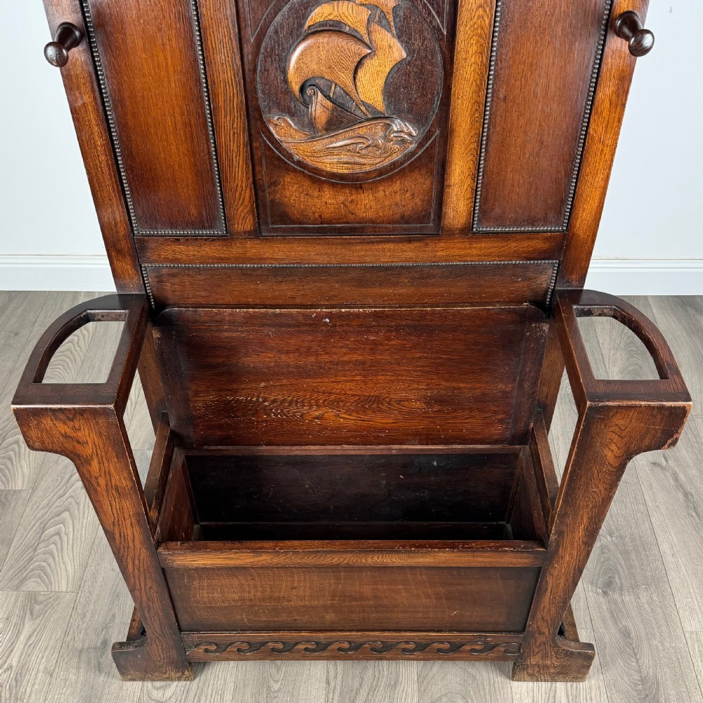 Antique 20th Century Carved Oak Hall Stand  View X