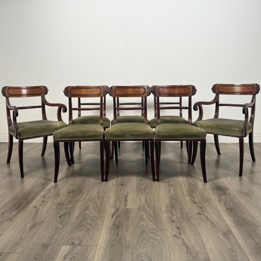 Antique Early 19th Century Set Of 8 Regency Dining Chair’s 