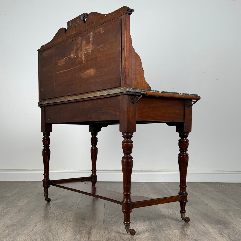 Antique Late 19th Century Marble Top Washstand In Walnut 
 View V