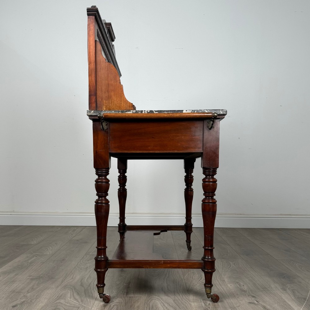 Antique Late 19th Century Marble Top Washstand In Walnut 
 View VI