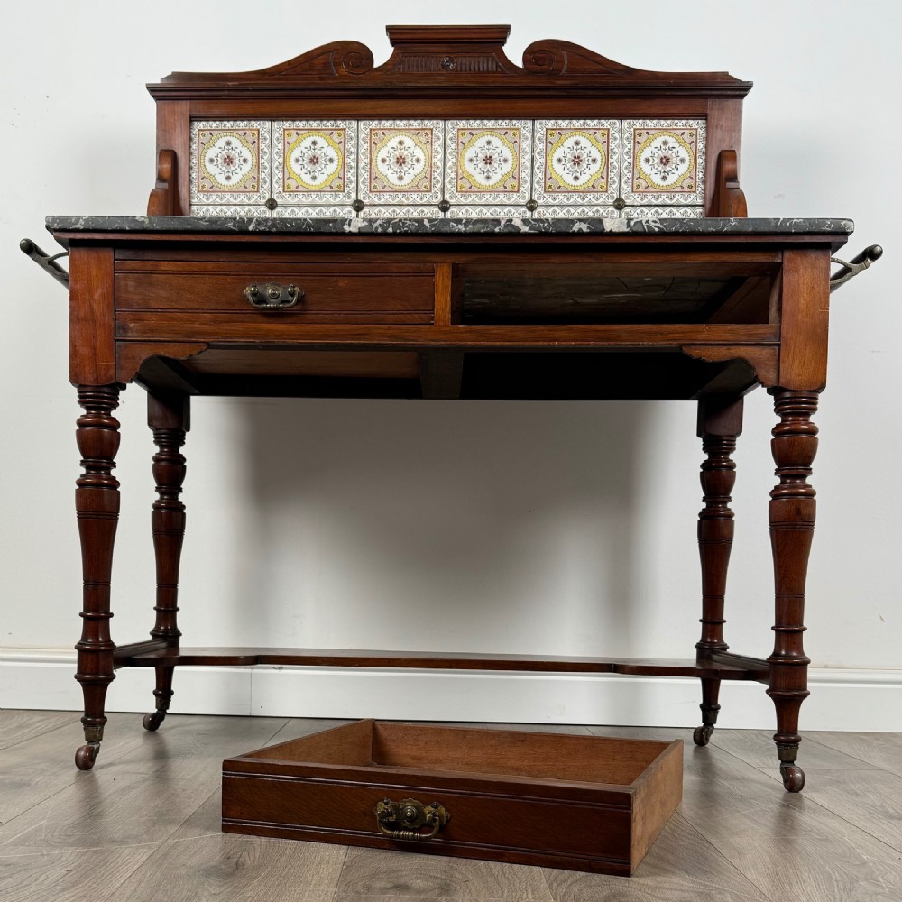 Antique Late 19th Century Marble Top Washstand In Walnut 
 View X