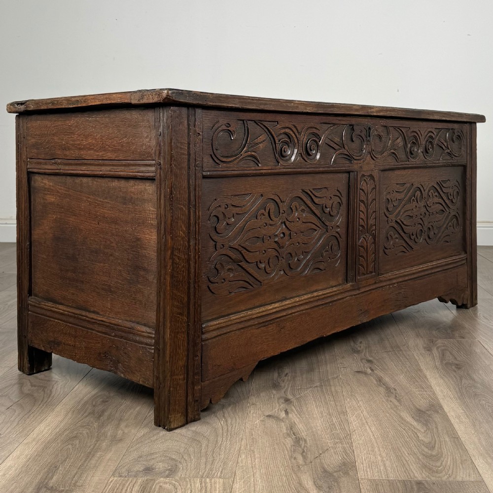 Antique 18th Century Carved Oak Coffer 
 View VIII