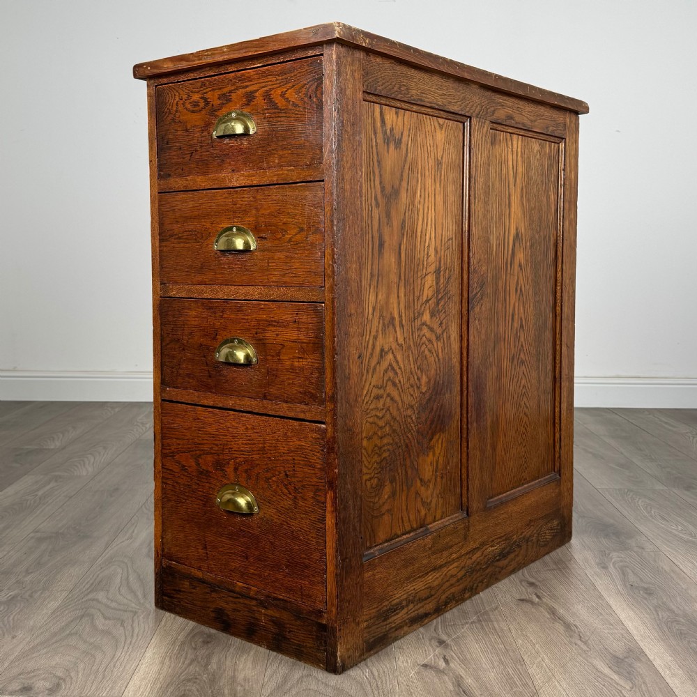 Antique 20th Century Unusual Chest Of Drawers In Oak 