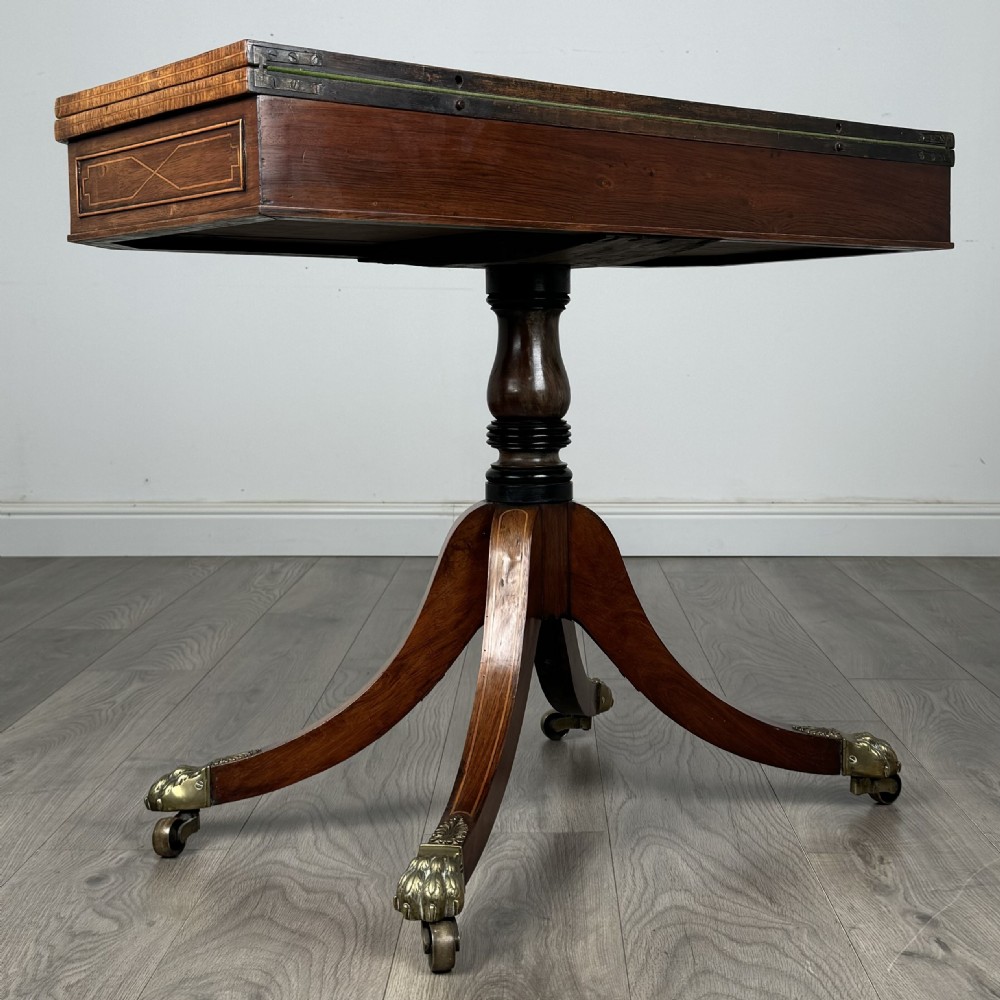  Antique Early 19th Century Regency Card Table In Mahogany  View V