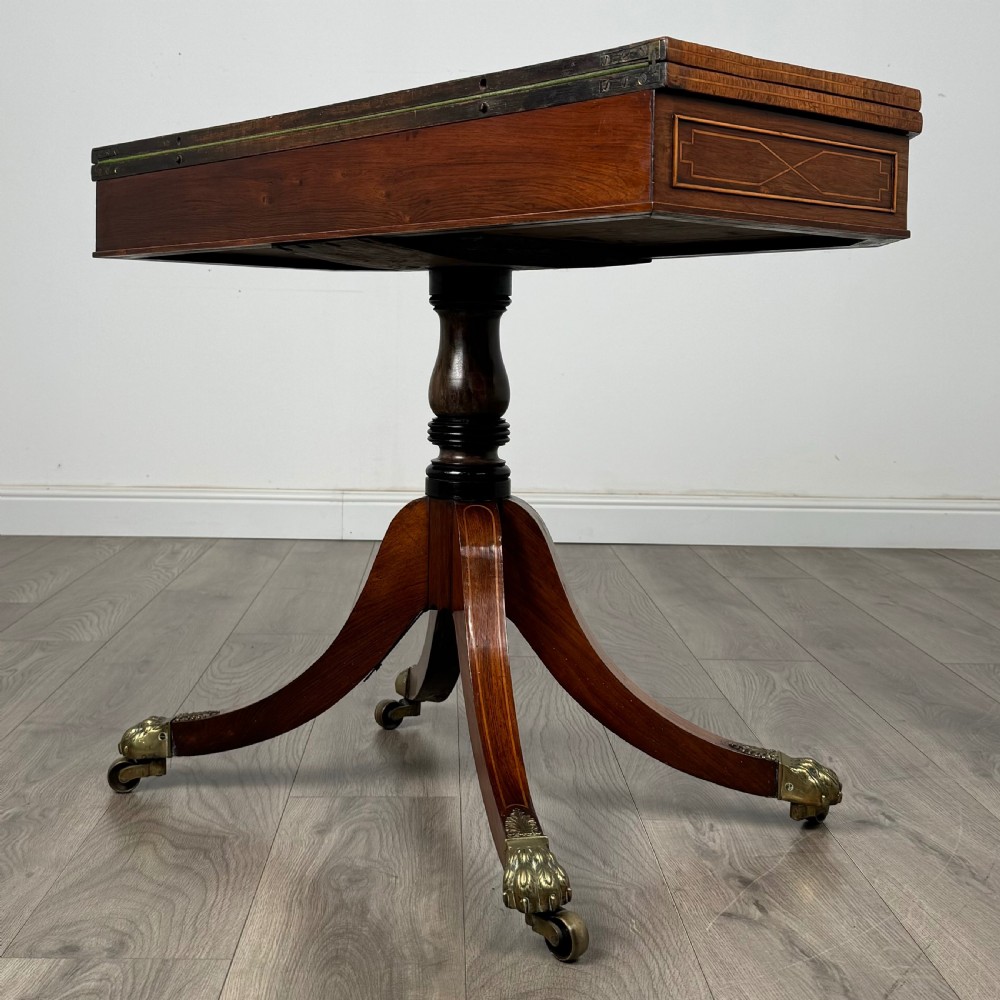  Antique Early 19th Century Regency Card Table In Mahogany  View X