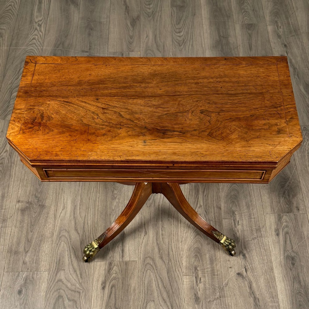  Antique Early 19th Century Regency Card Table In Mahogany  View XII