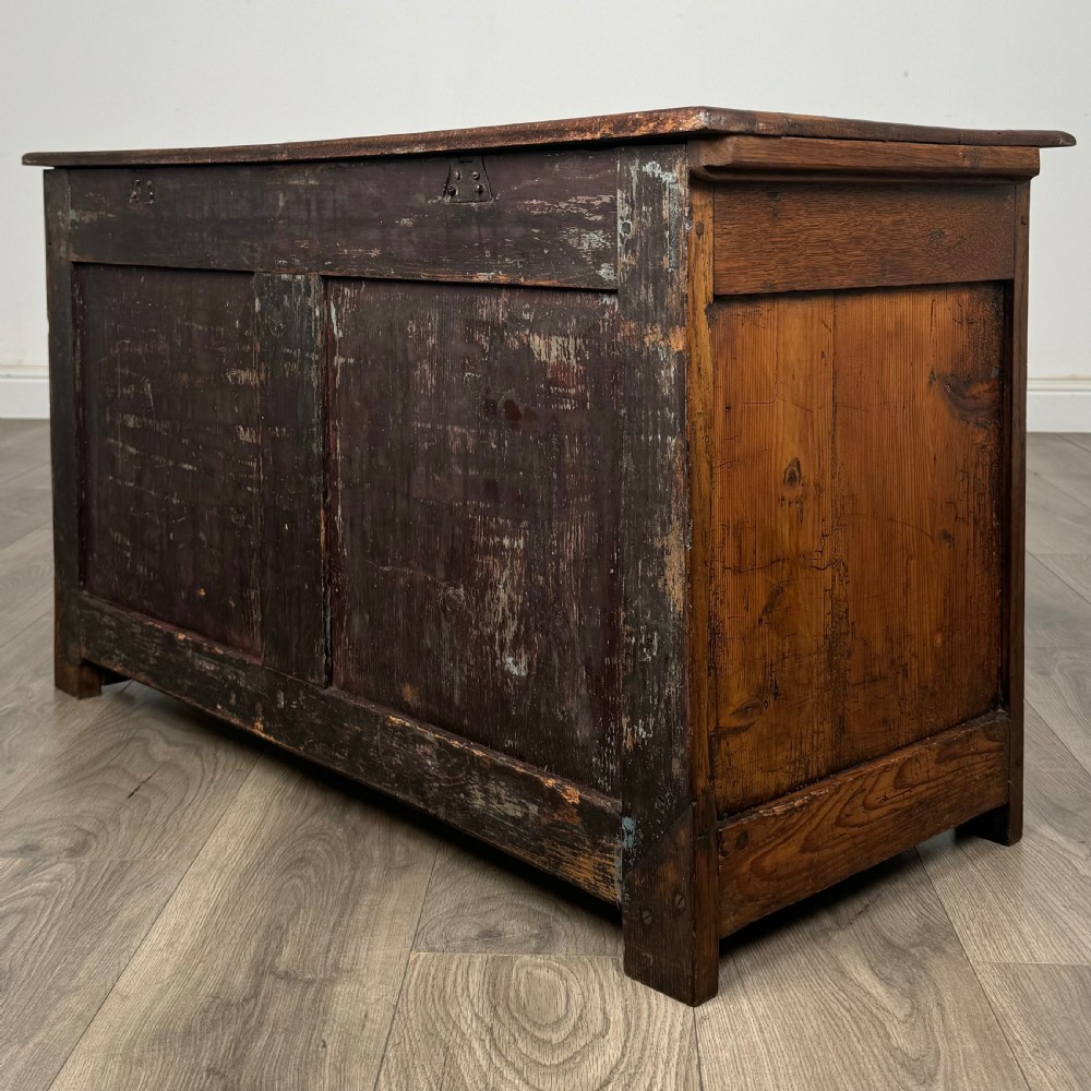  Antique Small 19th Century Mule Chest In Oak  View VI