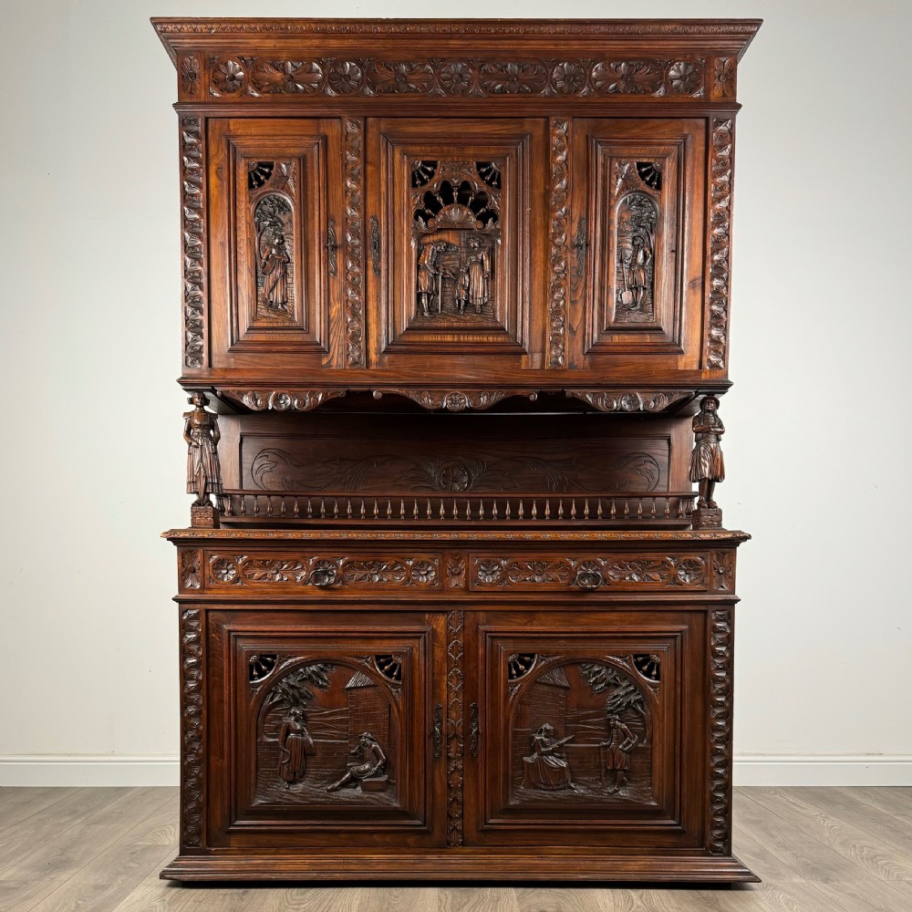 Antique 19th Century French Breton Sideboard In Chestnut 
