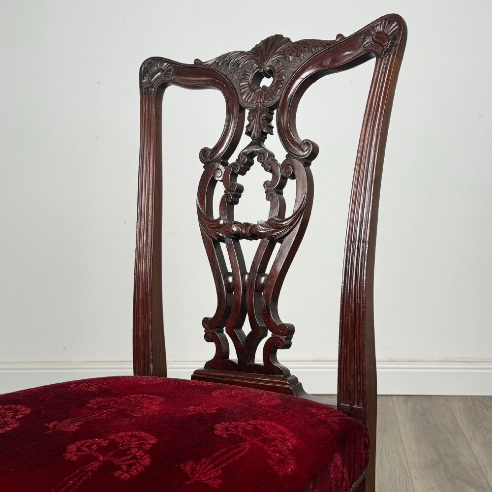  Antique 19th Century Set Of 6 Chippendale Style Dining Chairs 
 View V