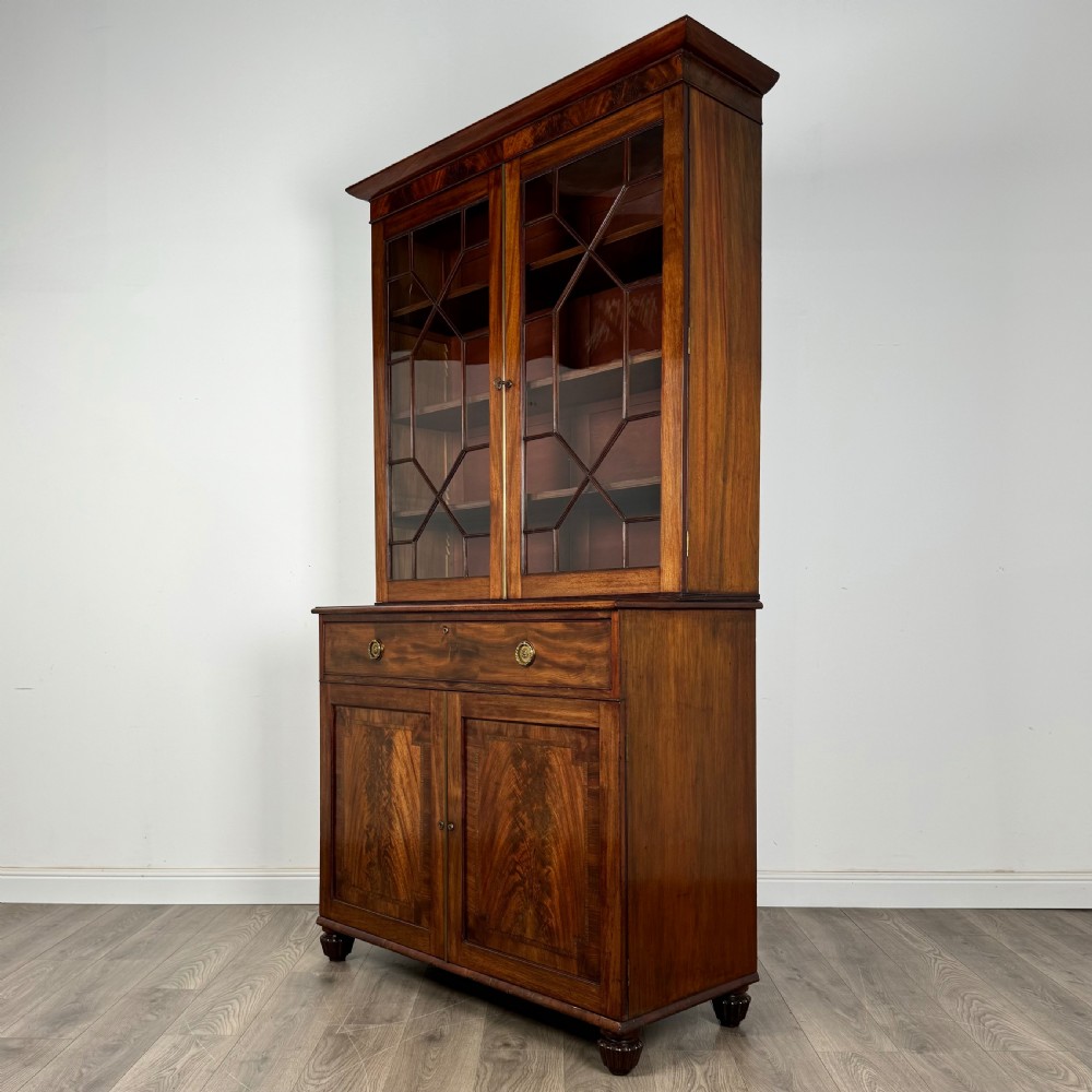Antique 19th Century Bookcase On Cupboard In Mahogany 
 View III