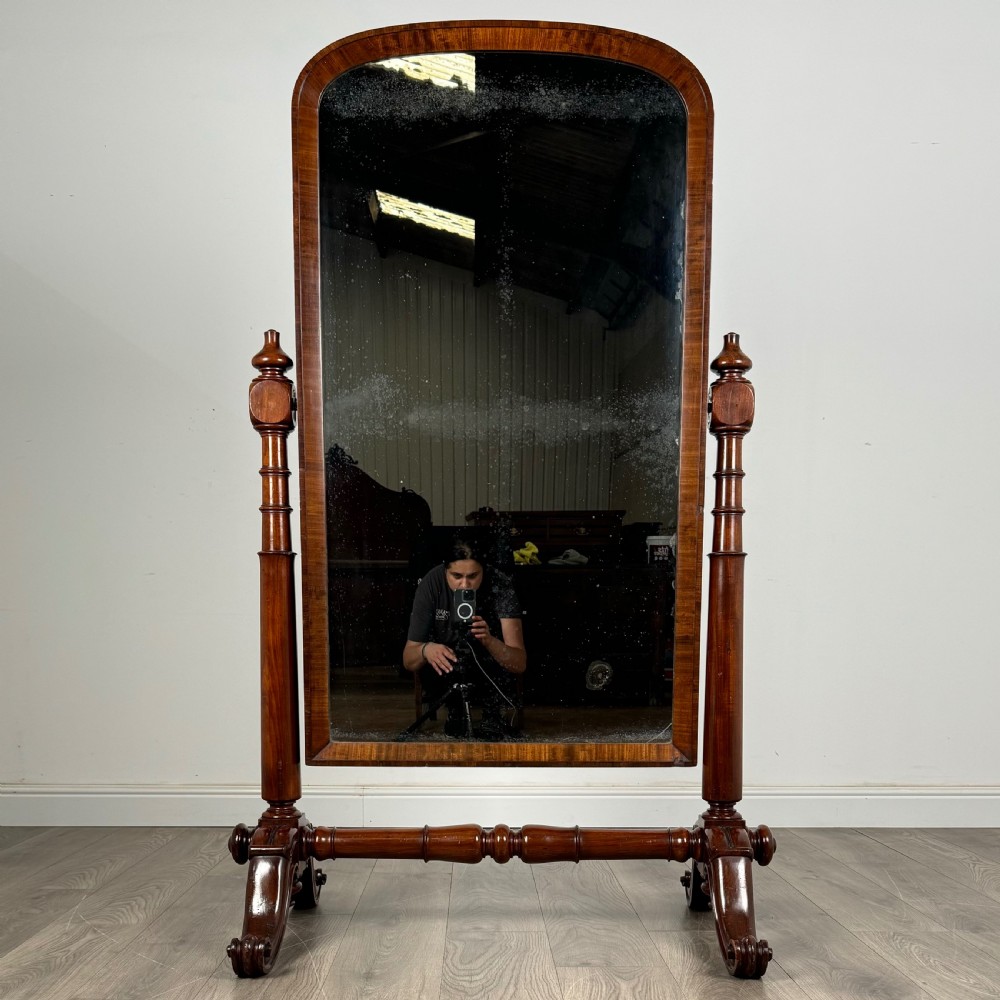 Antique Large 19th Century Fine Quality Victorian Cheval Mirror View II