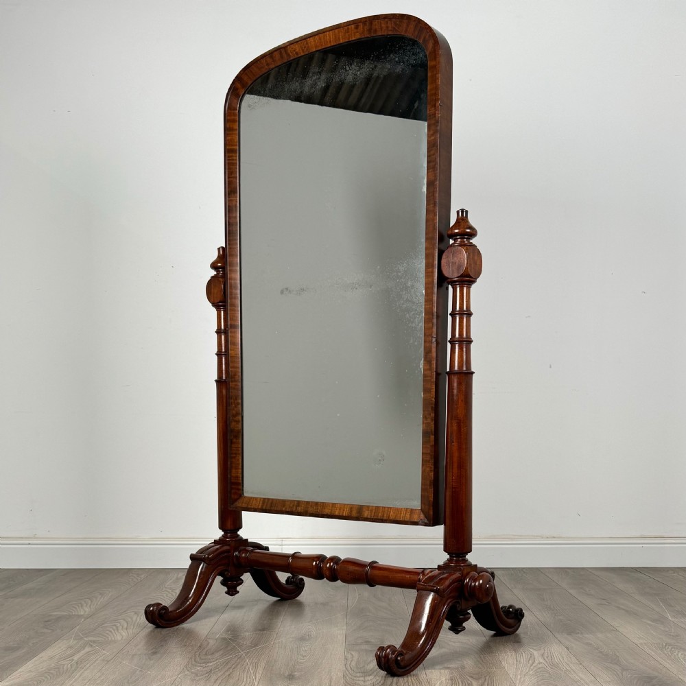 Antique Large 19th Century Fine Quality Victorian Cheval Mirror View III