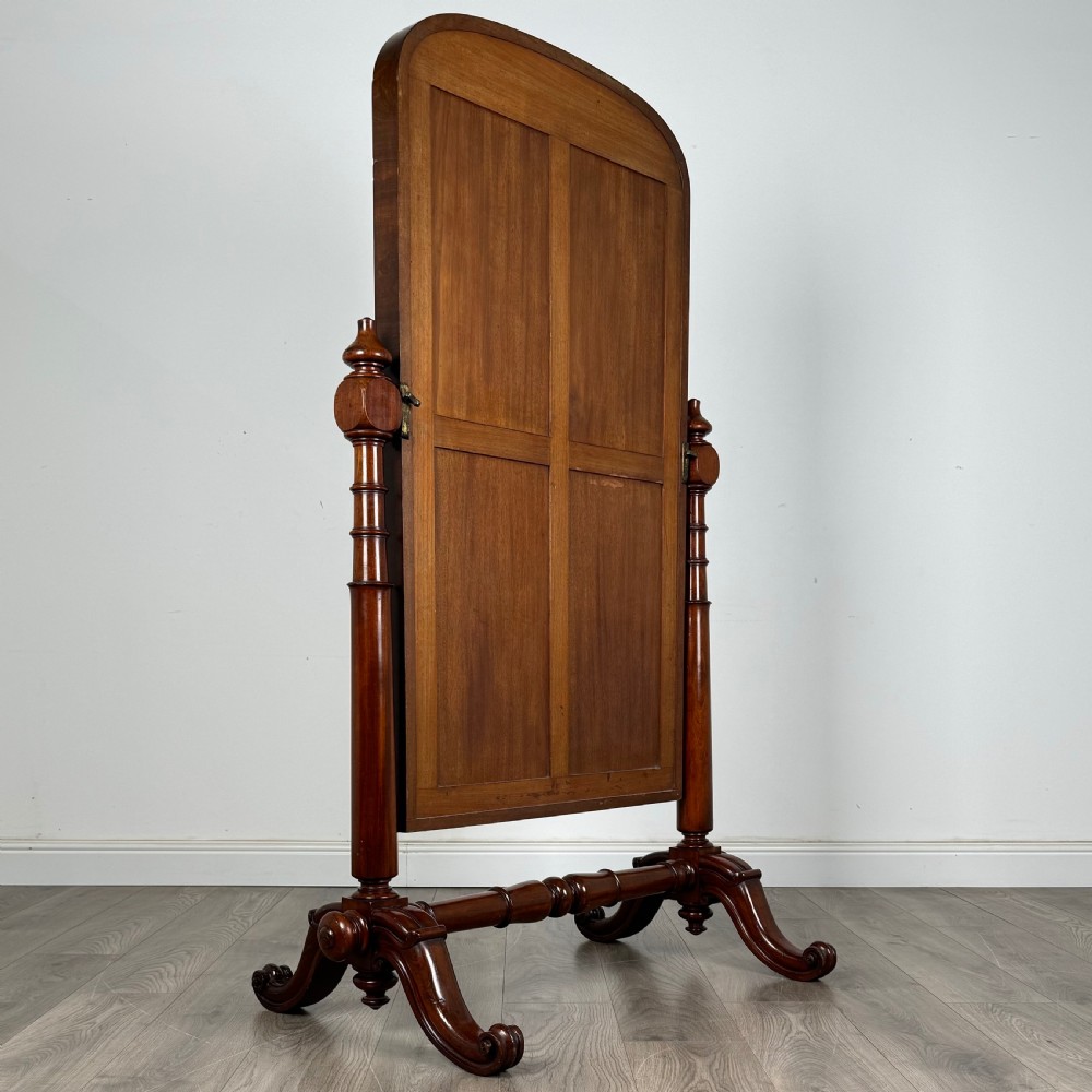 Antique Large 19th Century Fine Quality Victorian Cheval Mirror View VI