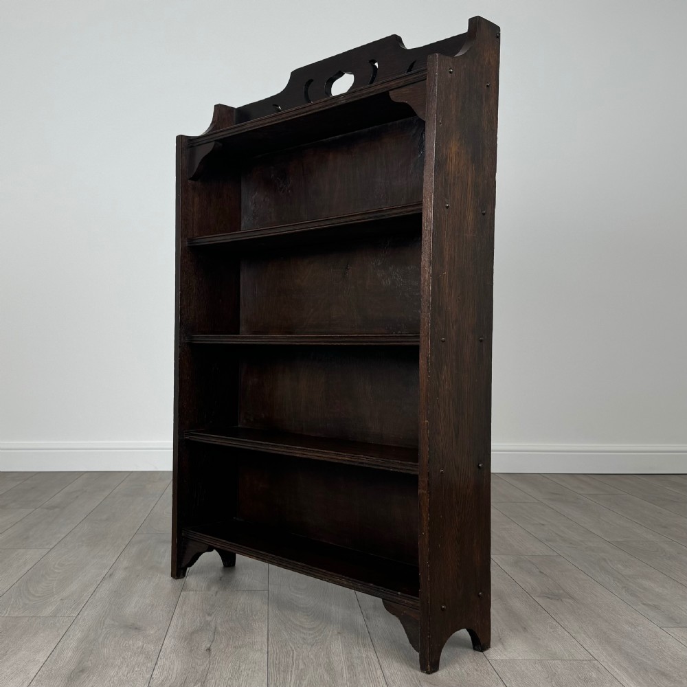  Antique 20th Century Small Arts And Crafts Bookcase In Oak  View II