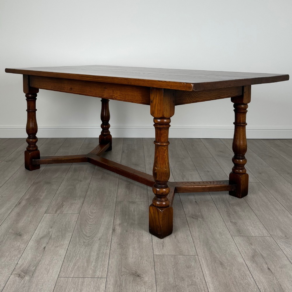  Antique 20th Century Refractory Style Dining Table In Oak 
