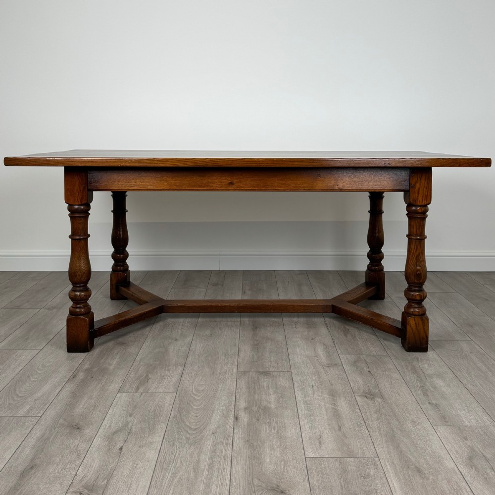  Antique 20th Century Refractory Style Dining Table In Oak 
 View II