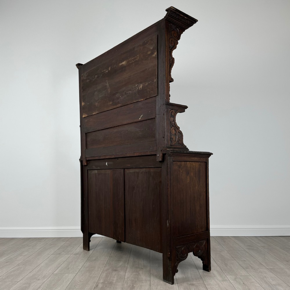  Antique 19th Century Heavily Carved Sideboard In Oak  View VI