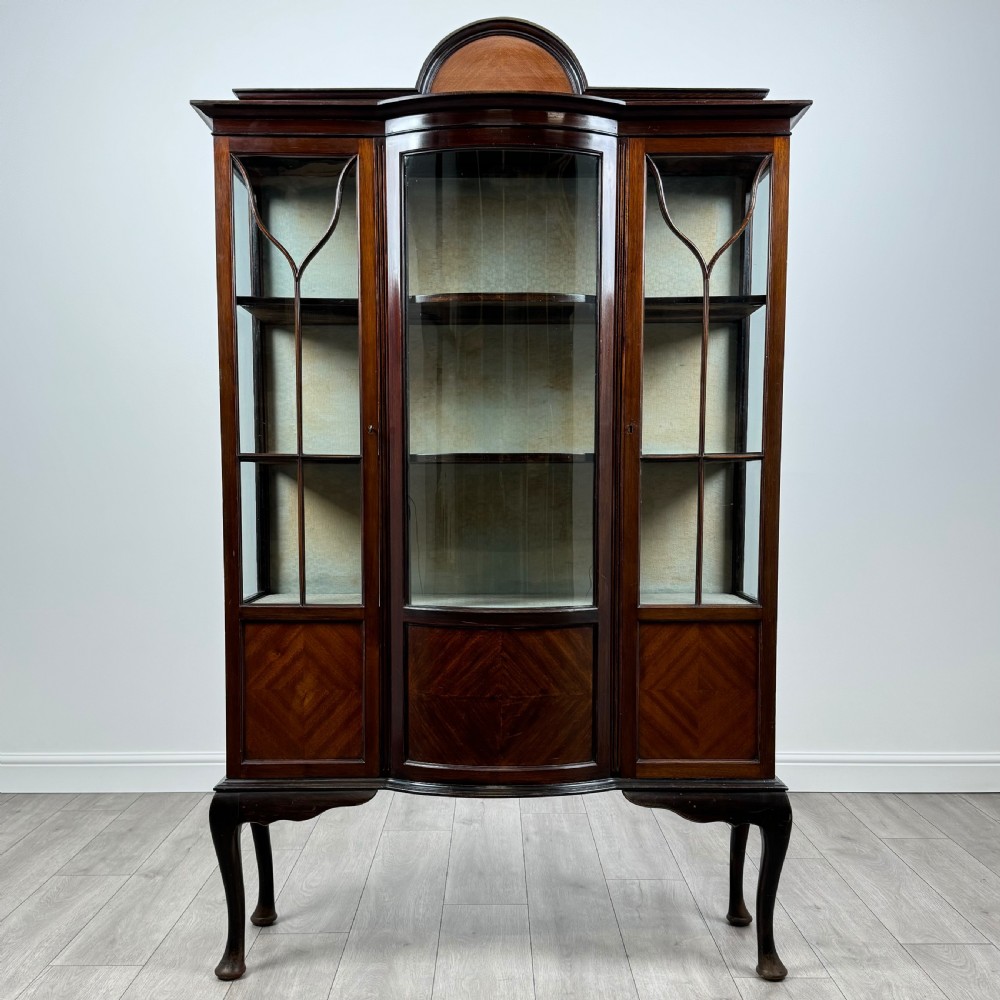 Antique 20th Century Glazed Display Cabinet In Mahogany 
