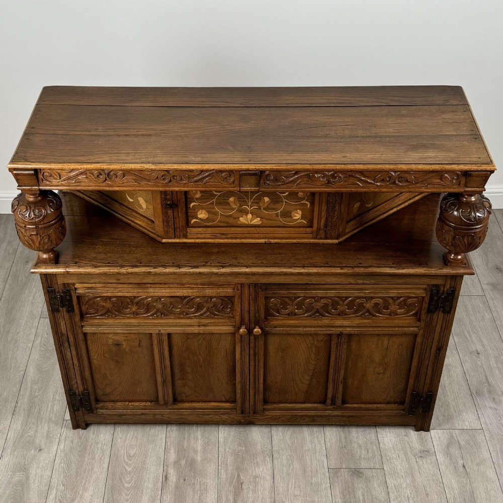 Antique 20th Century Elizabethan Style Court Cupboard In Oak  View VIII