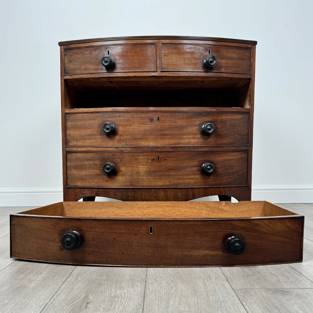 Antique 18th Century Small Bow Front Chest Of Drawers 
 View X