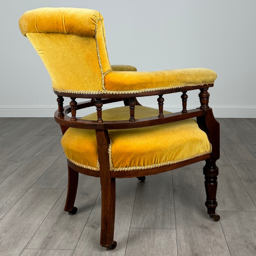 Antique 19th Century Tub Chair / Armchair In Mahogany  View V