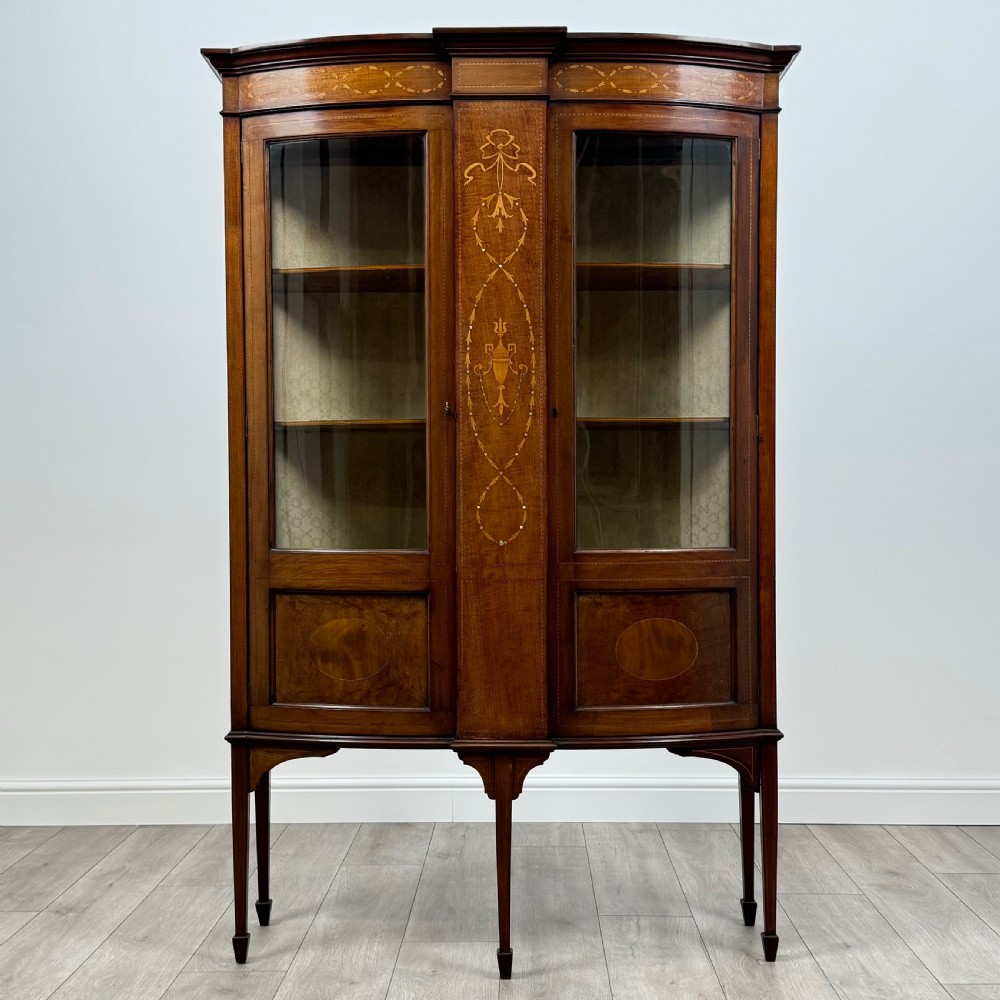 Antique Late 19th Century Inlaid Display Cabinet In Mahogany 