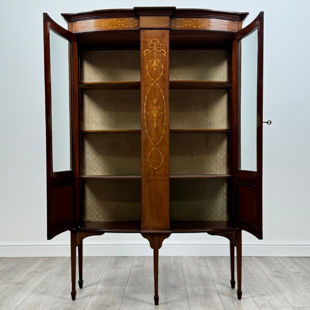 Antique Late 19th Century Inlaid Display Cabinet In Mahogany  View II
