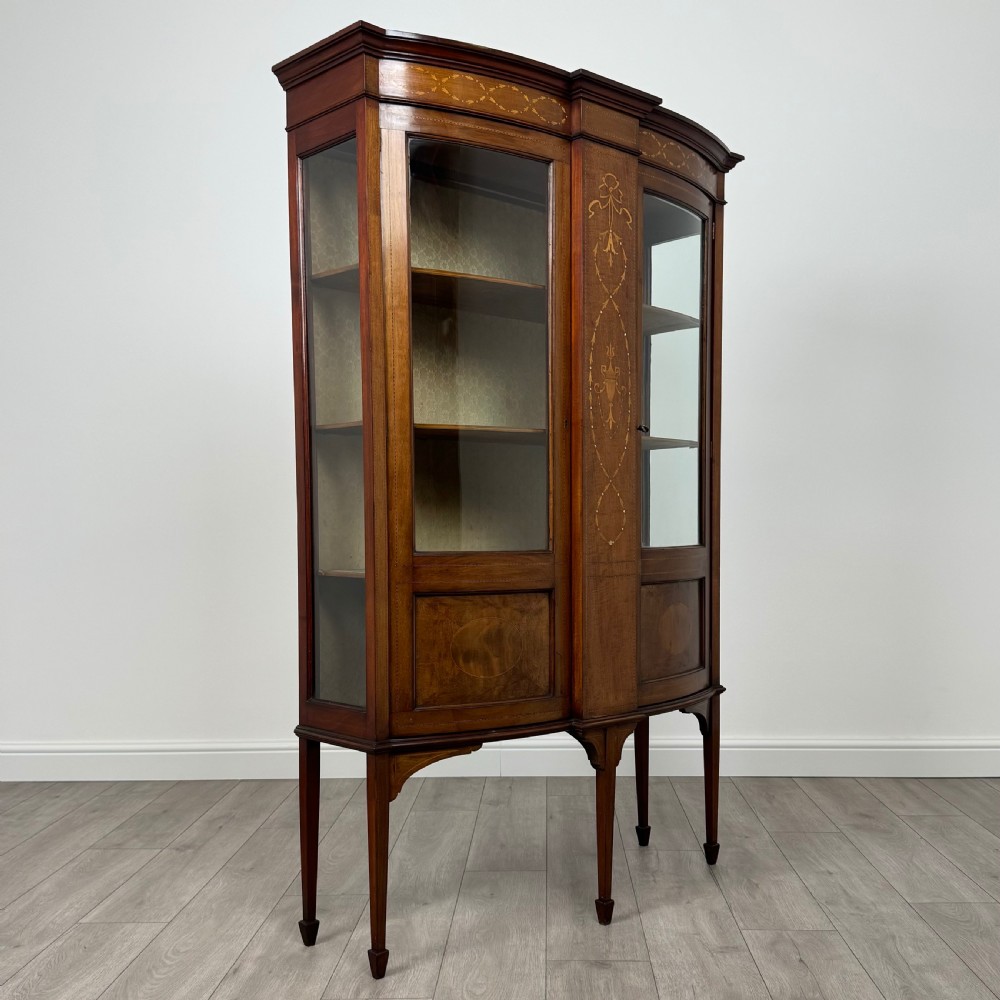 Antique Late 19th Century Inlaid Display Cabinet In Mahogany  View IX