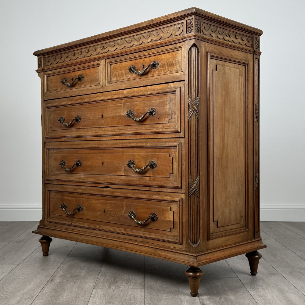Antique 19th Century French Chest Of Drawers In Walnut  View II