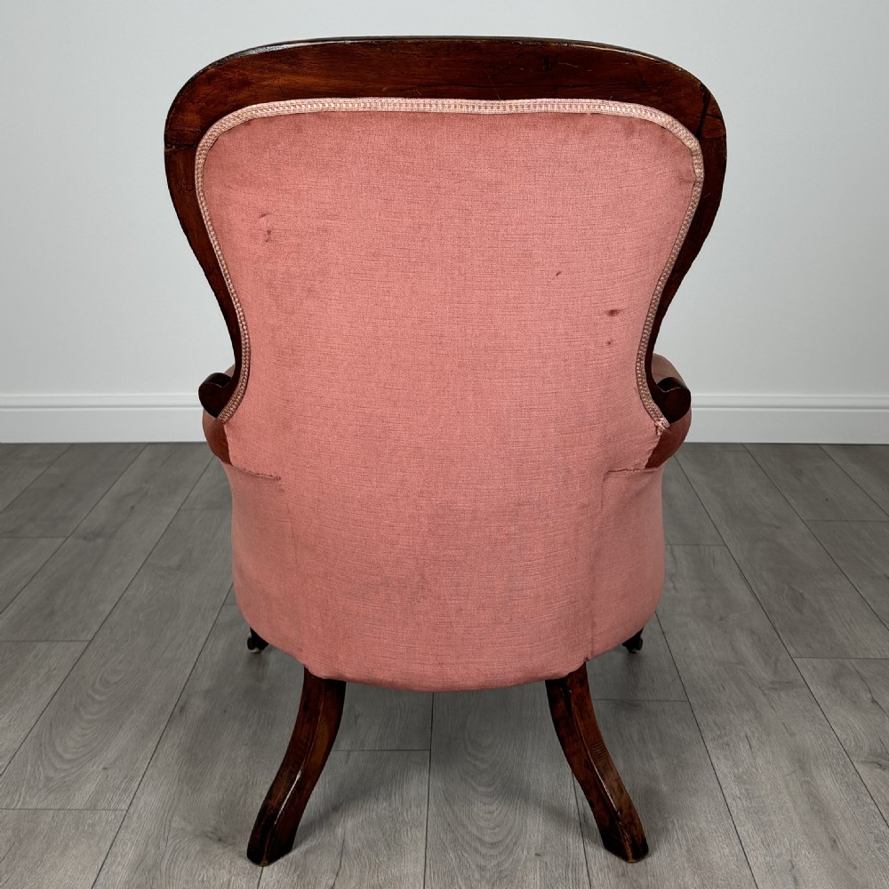 Antique 19th Century Button Back Armchair In Mahogany  View IV