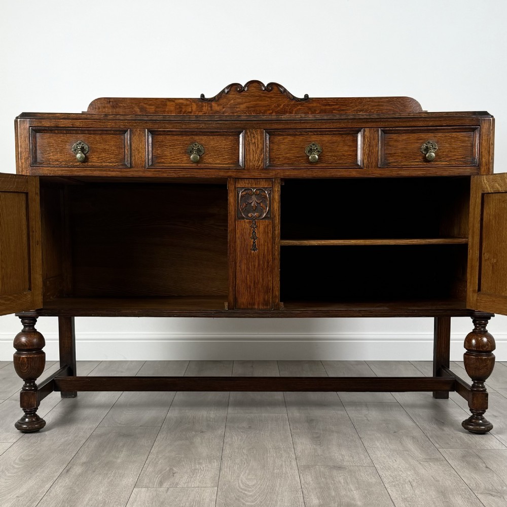  Antique 20th Century Art Nouveau Sideboard In Oak View II
