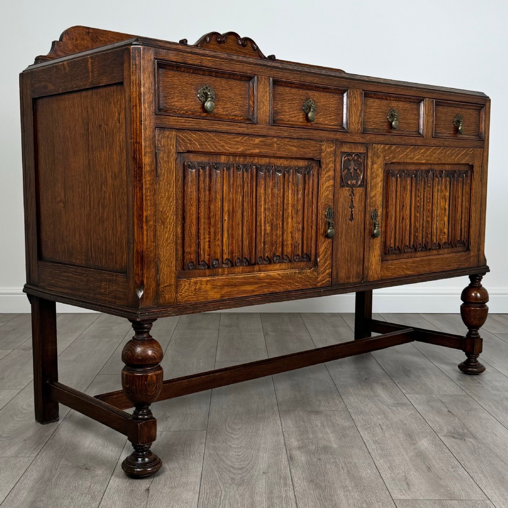 Antique 20th Century Art Nouveau Sideboard In Oak View X