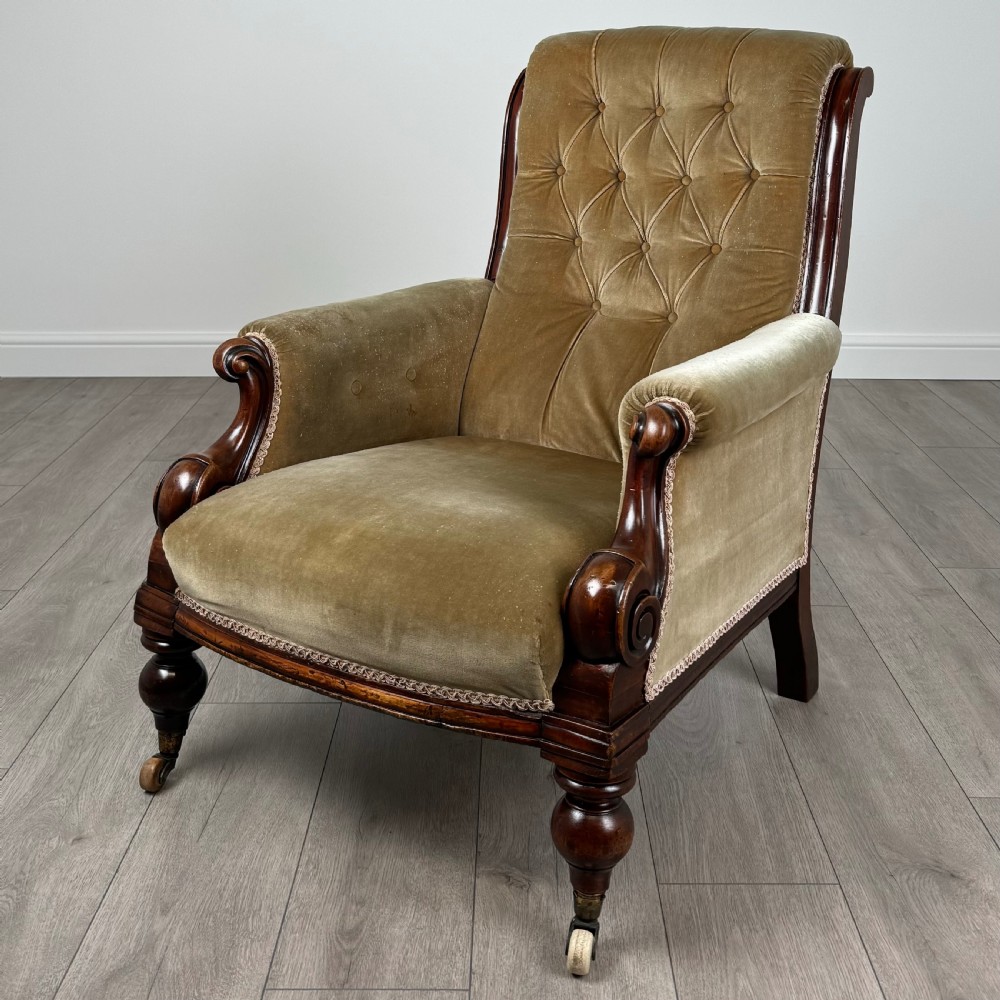  Antique 19th Century Good Quality Armchair In Mahogany 