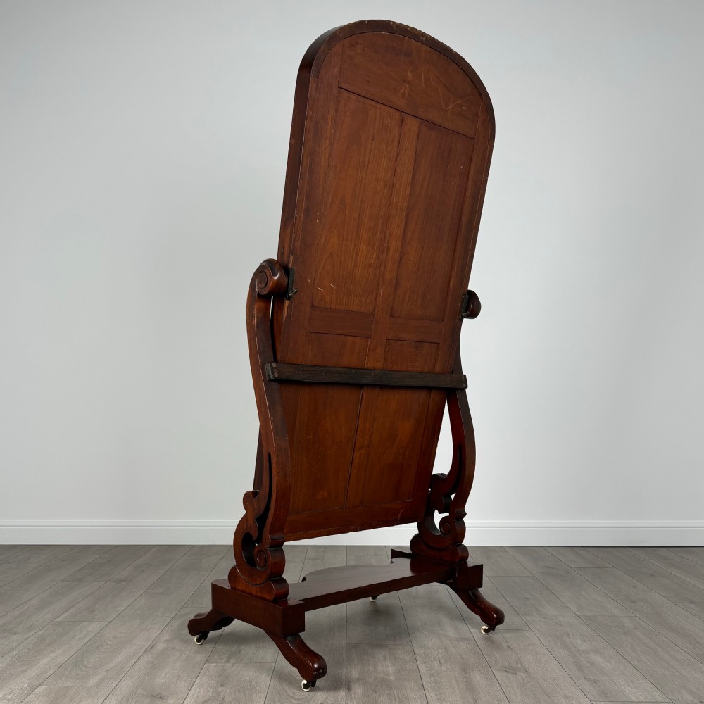 Antique 19th Century Good Quality Cheval Mirror In Mahogany  View III