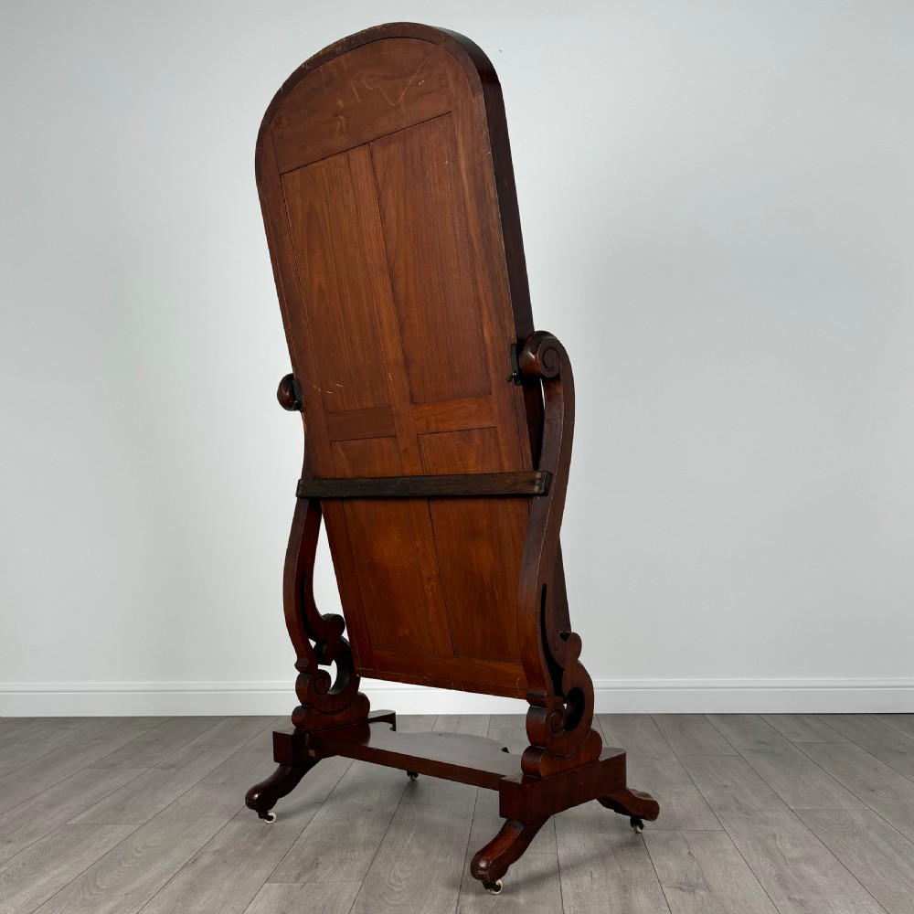 Antique 19th Century Good Quality Cheval Mirror In Mahogany  View V
